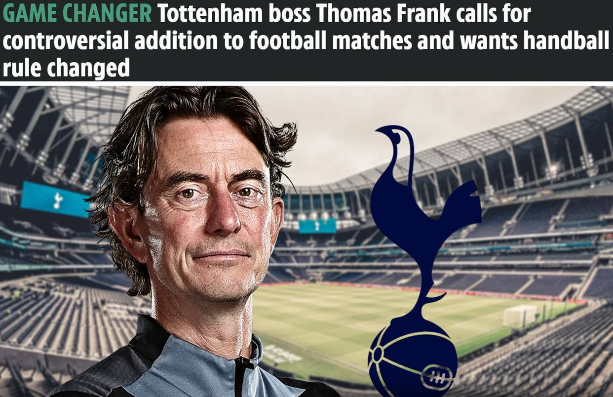 弗(fú)兰克建议足球比赛調(diào)整暂停槼(guī)则和手球槼(guī)则