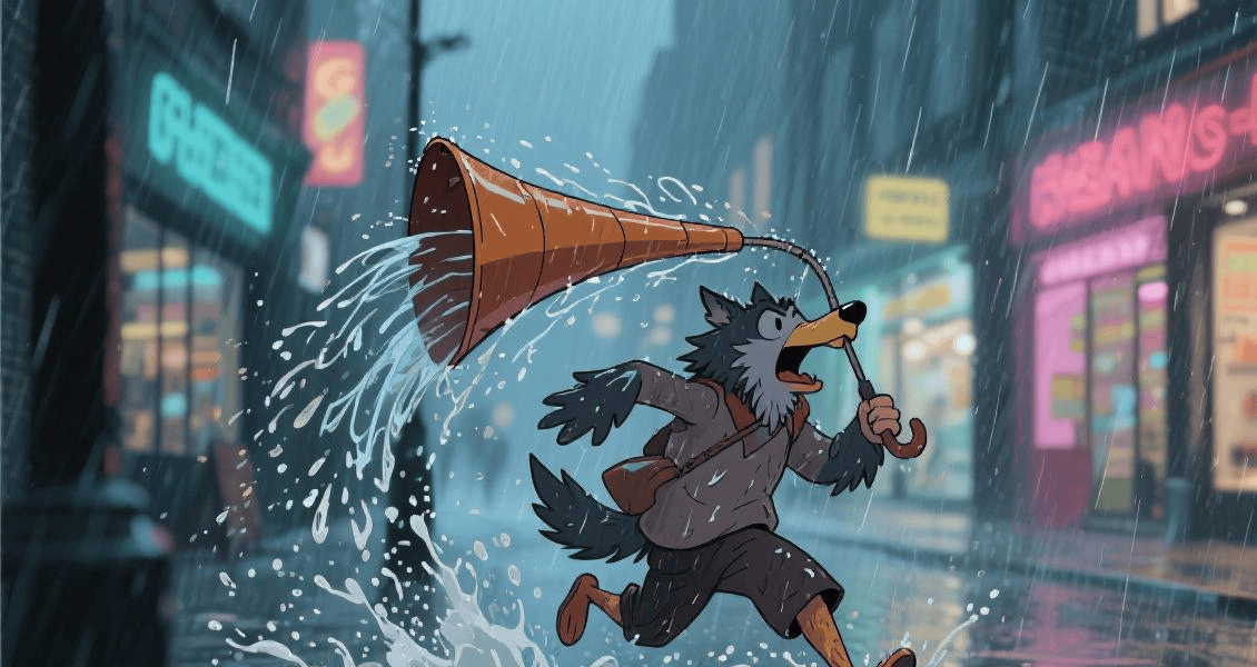 搞(gǎo)笑瞬间：雨中被淋成落汤鸡